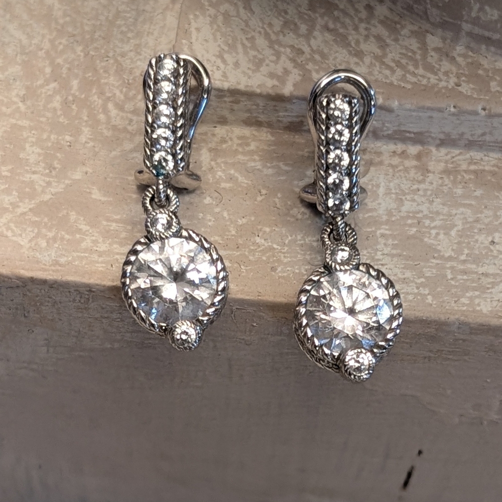 Judith Ripka Elegant Silver Drop Earrings